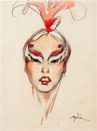 GOLIA (Eugenio Colmo) Torino 1885 - 1967 "Yvette Chauviré" 1951 29x21 tecnica...