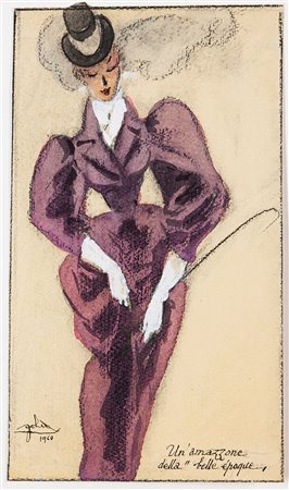 GOLIA (Eugenio Colmo) Torino 1885 - 1967 "Un'amazzone della Belle Époque"...