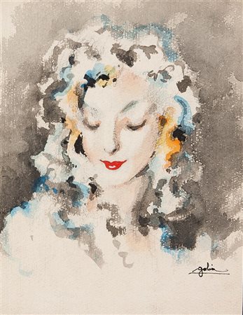 GOLIA (Eugenio Colmo) Torino 1885 - 1967 "Madreperla" 1950 29x22 acquerello...