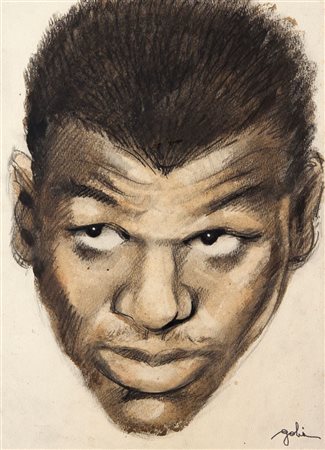 GOLIA (Eugenio Colmo) Torino 1885 - 1967 "Ritratto di Sugar Ray Robinson"...