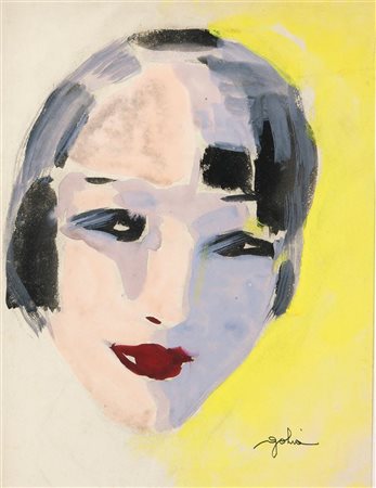 GOLIA (Eugenio Colmo) Torino 1885 - 1967 "Ricordo di Alba" 28,5x21 tempera su...