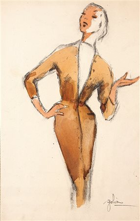 GOLIA (Eugenio Colmo) Torino 1885 - 1967 "Me voilà" 1959 45x28 tecnica mista...