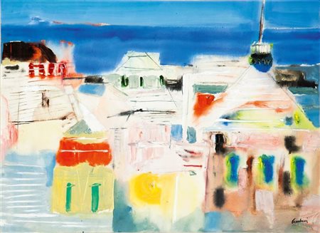 PAULUCCI ENRICO Genova 1901 - 1999 Torino "Veduta sul mare di Genova" 1950...