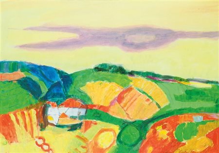 PAULUCCI ENRICO Genova 1901 - 1999 Torino "Paesaggio (Langhe)" primi anni '80...