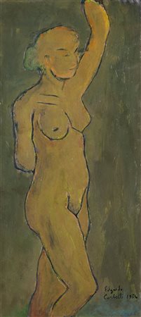 CORBELLI EDGARDO Torino 1918 - 1989 "Nuda in piedi" 1954 59x27 olio su...