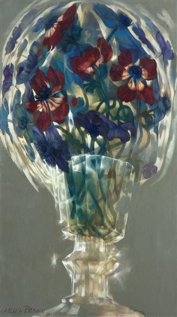 BROWN CARLYLE USA 1919-1964 "Anemones and crystal chalic" 1958 70x40 olio su...