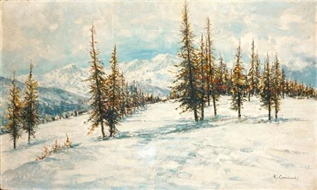 COMINETTI ERNESTO Torino 1900 - 1990 "Neve in alta Val di Susa" 1969 60x100...