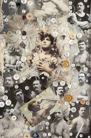 COLOMBOTTO ROSSO ENRICO Torino 1925- Casale 2013 "Ricordi" 51x34 collage...