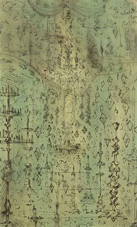 COLOMBOTTO ROSSO ENRICO Torino 1925- Casale 2013 "Studio con edicola...