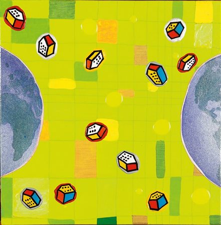 DE PARIS ENRICO Mel-Belluno 1960 "Viaggi" 1994 30x30x4 tecnica mista su tela...