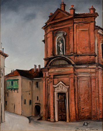 ALBANO SERGIO Torino 1939 - 2008 "San Rocco - Pianezza" 1973 50x40 olio su...