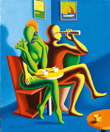 KOSTABI MARK USA 1960 "The digital divide" 2008 30x25 olio su tela Opera...