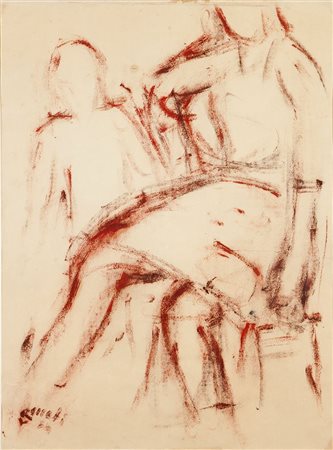 ROCCATI LUIGI Chieri (TO) 1906 - 1967 "Figure" 49,5x36,5 tecnica mista su...