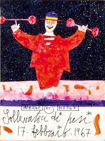 MUSANTE ANTONIO Genova 1950 "Sollevatore di pesi" 17 febbraio 1967 23,5x17,5...