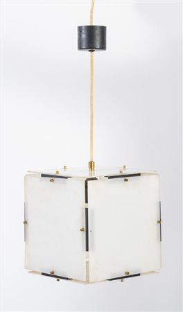 Lampada da soffitto con struttura in metallo e plexiglass. Prod. Italia, 1970...