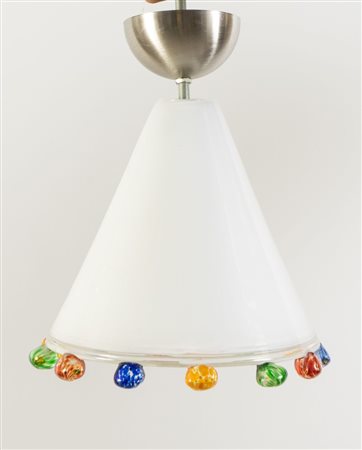 ROBERTO PAMIO & RENATO TOSO Lampadario in vetro soffiato con struttura in...