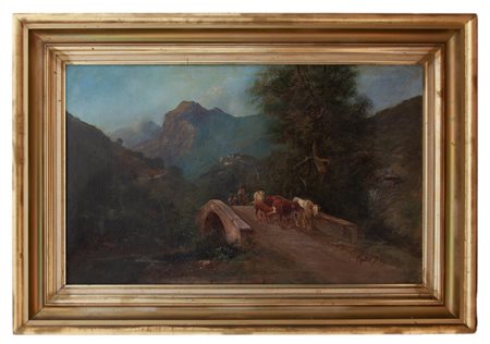 Henry Marko Firenze 1855 - Lavagna (GE) 1921 Paesaggio montano con pastori