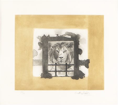 Graham Vivian Sutherland (Londra 1903 - Mentone 1980), “Il leone”, 1979.Acquaforte acquatinta a