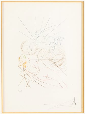 Salvador Dalí (Figueres 1904 - 1989), “L’Adoration”, 1973.Acquaforte a colori su carta,