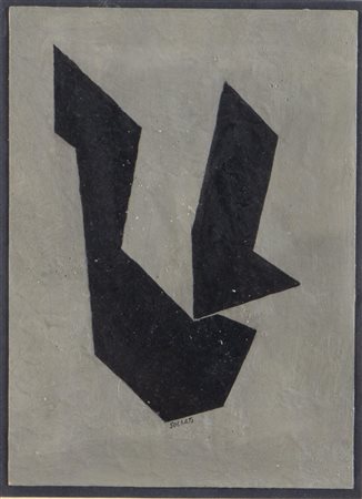 Atanasio Soldati (Parma 1896 -  1953), “Senza titolo”, 1948.Olio su cartoncino, firmato in