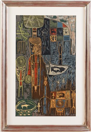 Corrado Cagli (Ancona 1910 - Roma 1976), “Enigma solare”, 1974.Serigrafia a colori su carta,