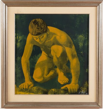Corrado Cagli (Ancona 1910 - Roma 1976), “Narciso”, 1976.Serigrafia a colori su carta, reca in