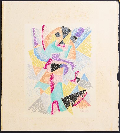 Gino Severini (Cortona 1883 - Parigi 1966), “Senza titolo”. VLitografia a colori su carta,