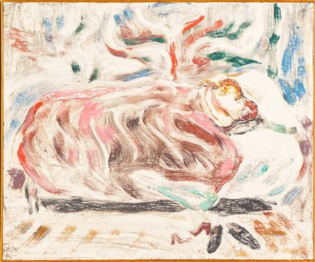 Carlo Levi (Torino 1902 - Roma 1975), “A letto”, 1937.Olio su tela, firmato in alto a sinistra,