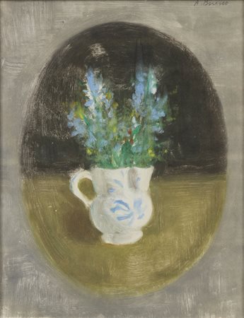 BUENO ANTONIO (1918 - 1985) - Caraffa con fiori in ovale.
