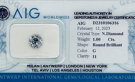 DIAMANTE 1 CT COLORE G - PUREZZA I1 - TAGLIO BRILLANTE - CERTIFICATO AIG -...