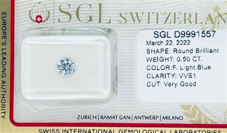 DIAMANTE LAB GROWN 0,5 CT COLORE FANCY CHIARO BLU - VVS1 - TAGLIO BRILLANTE -...