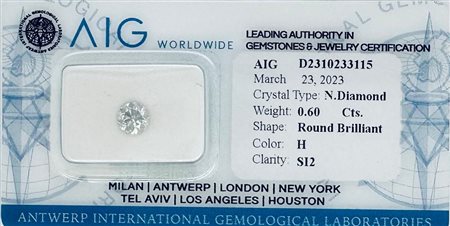 DIAMANTE 0,6 CT COLORE H - PUREZZA SI2 - TAGLIO BRILLANTE - CERTIFICATO AIG -...