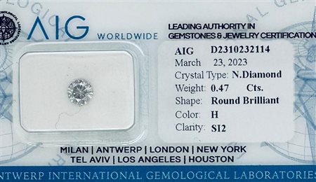 DIAMANTE 0,47 CT COLORE H - PUREZZA SI2 - TAGLIO BRILLANTE - CERTIFICATO AIG...