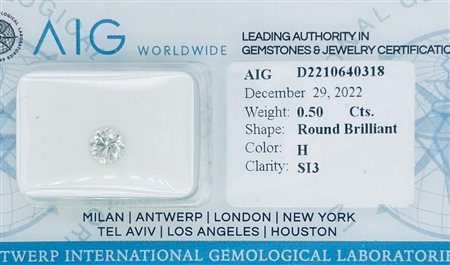 DIAMANTE 0,5 CT COLORE H - PUREZZA SI3 - TAGLIO BRILLANTE - CERTIFICATO AIG -...