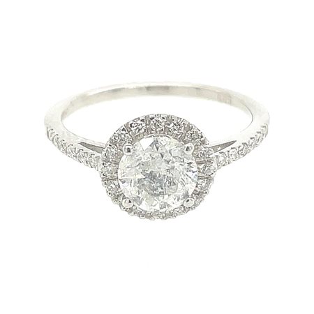 ANELLO IN ORO BIANCO 14K 2.13 GR CON DIAMANTI PER 1.00 CT + 0.22 CT...