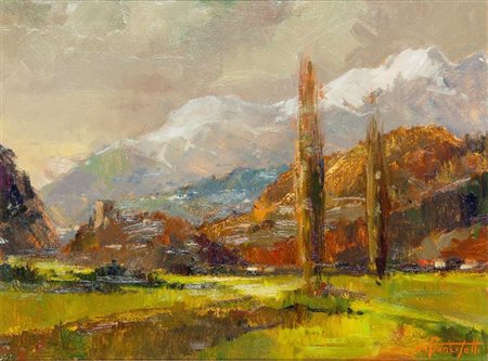 FRANCISETTI GILBERTO Torino 1933 "Riverberi autunnali" Val di Susa 1981 30x40...