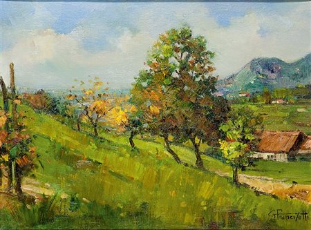 FRANCISETTI GILBERTO Torino 1933 "Sopra Sangano" 1983 30x40 olio su tela...