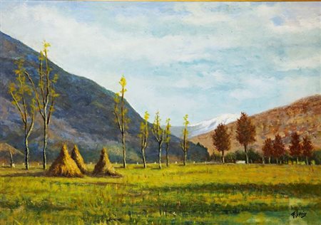 LECIS FELICE Buggerro (CA) 1899 - 1983 Torino "Val di Susa" 50x70 olio su...