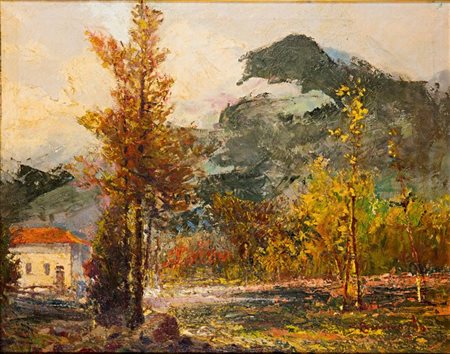 BENTIVOGLIO CESARE Castelfranco 1882 - 1943 Genova "Paesaggio ligure" 56x70...