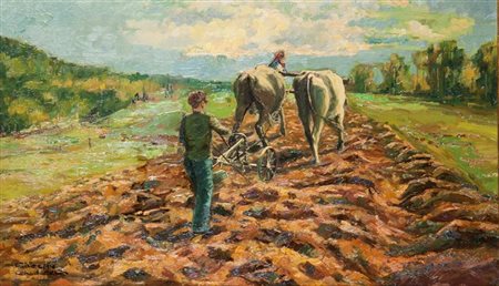 GHEDUZZI GIUSEPPE Crespellano (BO) 1889 - 1957 Torino "Aratura nella campagna...