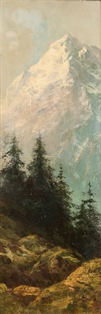 BO GIACINTO Torino 1832 - 1925 Montanaro (TO) "Paesaggio montano" 69x23,5...