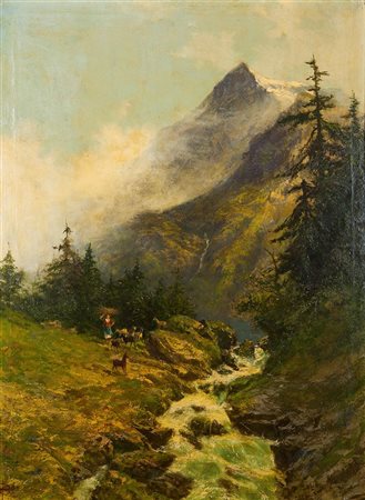 BO GIACINTO Torino 1832 - 1925 Montanaro (TO) "Torrente in alta montagna"...