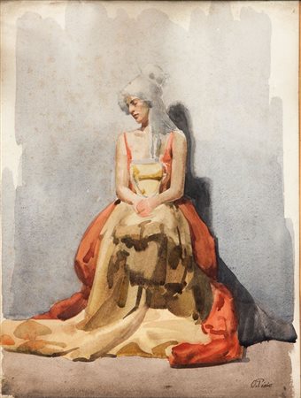 PIZIO ORESTE Torino 1879 - 1938 "Figura femminile in costume" 33x24,5...