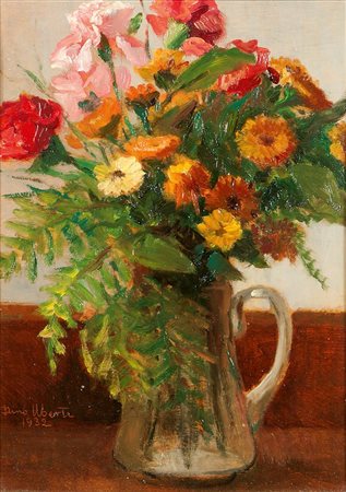 UBERTI DINO Biella 1885 - 1949 Livorno "Vaso di fiori" 1932 38x27,5 olio su...