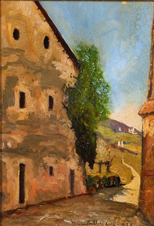 GHIVARELLO BENEDETTO Torino 1882 - 1955 "Case" 4/4/1935 33,8x24,2 olio su...