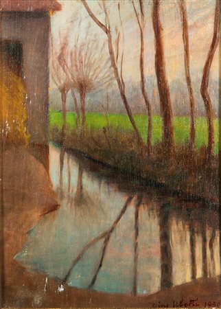 UBERTI DINO Biella 1885 - 1949 Livorno "Paesaggio" 1930 38x27,5 olio su...