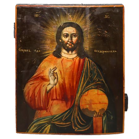 Icona su tavola raffigurante Cristo Pantocratore, End of the 18° secolo 