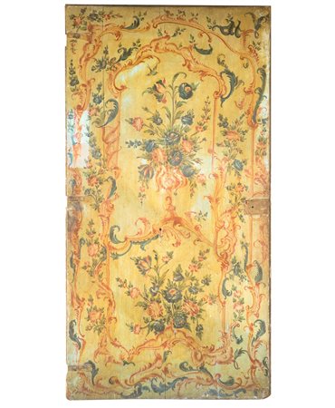 Porta dipinta con decorazioni di fiori e ghirlande, 18° secolo  Louis XV