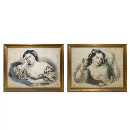 Coppia di stampe litografiche di Lafosse, 19° secolo 