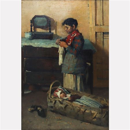Francesco Mancini (Acireale 1863-Acireale 1948)  - Bambino addormentato
